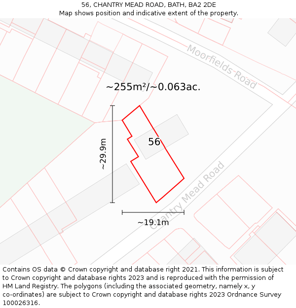 56, CHANTRY MEAD ROAD, BATH, BA2 2DE: Plot and title map