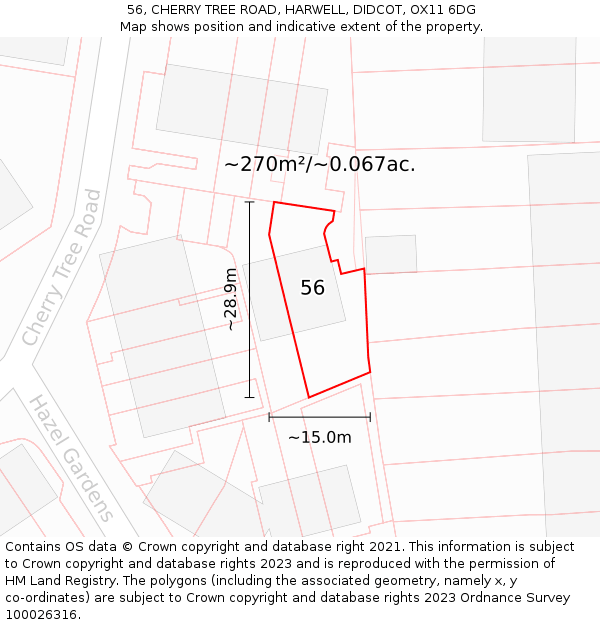 56, CHERRY TREE ROAD, HARWELL, DIDCOT, OX11 6DG: Plot and title map