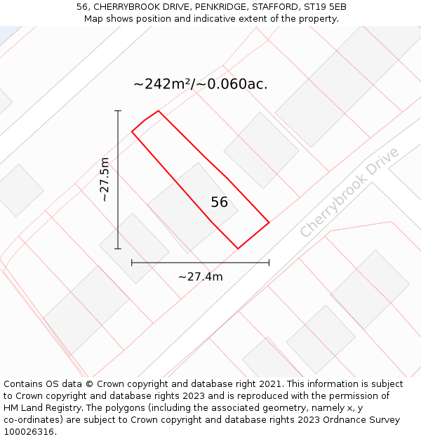 56, CHERRYBROOK DRIVE, PENKRIDGE, STAFFORD, ST19 5EB: Plot and title map