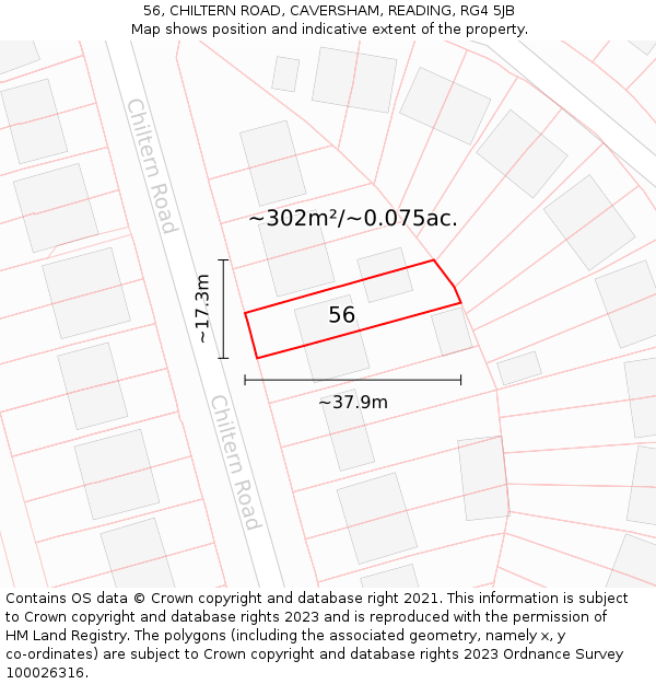 56, CHILTERN ROAD, CAVERSHAM, READING, RG4 5JB: Plot and title map