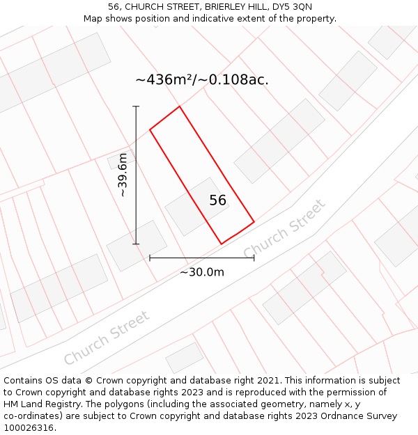 56, CHURCH STREET, BRIERLEY HILL, DY5 3QN: Plot and title map