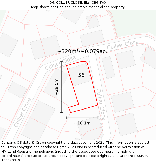 56, COLLIER CLOSE, ELY, CB6 3WX: Plot and title map