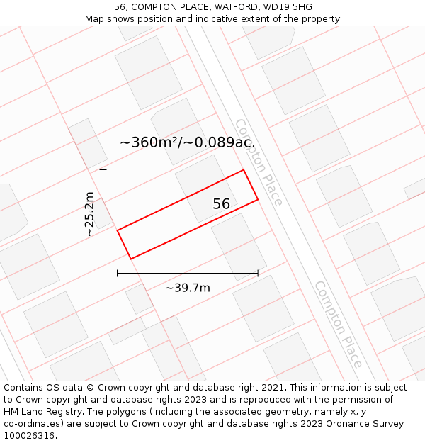 56, COMPTON PLACE, WATFORD, WD19 5HG: Plot and title map