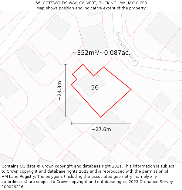 56, COTSWOLDS WAY, CALVERT, BUCKINGHAM, MK18 2FR: Plot and title map