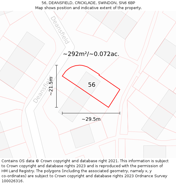 56, DEANSFIELD, CRICKLADE, SWINDON, SN6 6BP: Plot and title map