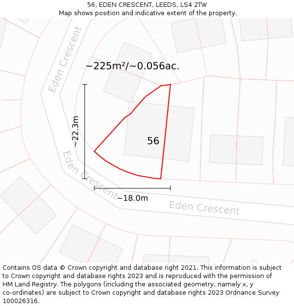 56, EDEN CRESCENT, LEEDS, LS4 2TW: Plot and title map