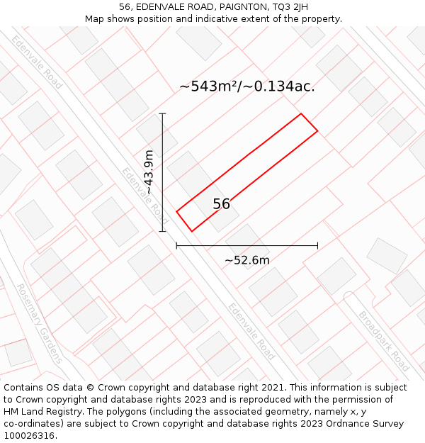 56, EDENVALE ROAD, PAIGNTON, TQ3 2JH: Plot and title map