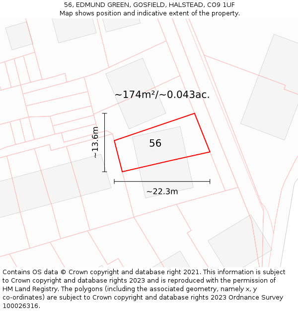 56, EDMUND GREEN, GOSFIELD, HALSTEAD, CO9 1UF: Plot and title map