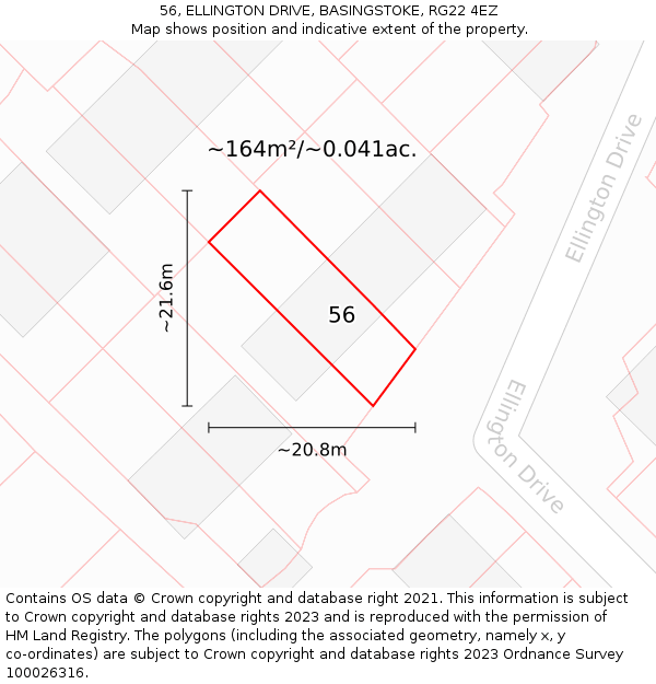 56, ELLINGTON DRIVE, BASINGSTOKE, RG22 4EZ: Plot and title map