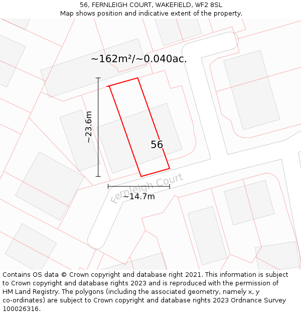 56, FERNLEIGH COURT, WAKEFIELD, WF2 8SL: Plot and title map