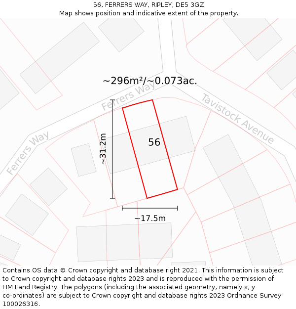 56, FERRERS WAY, RIPLEY, DE5 3GZ: Plot and title map