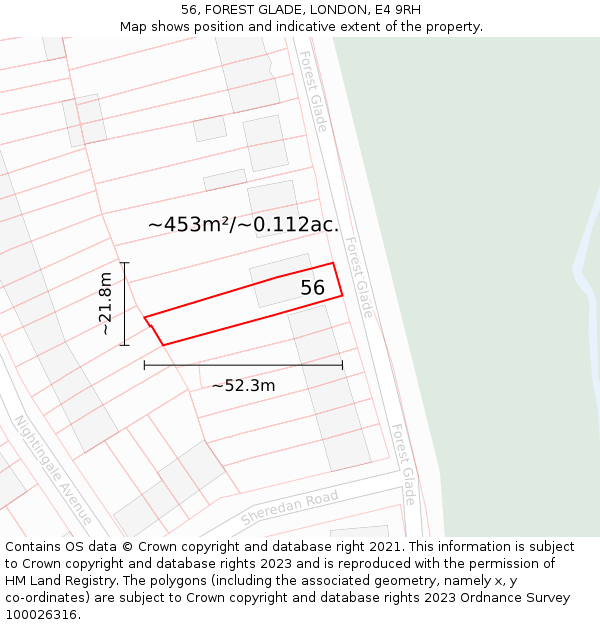 56, FOREST GLADE, LONDON, E4 9RH: Plot and title map