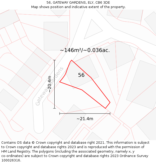 56, GATEWAY GARDENS, ELY, CB6 3DE: Plot and title map