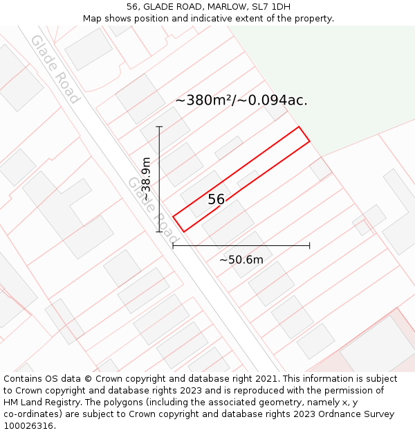 56, GLADE ROAD, MARLOW, SL7 1DH: Plot and title map