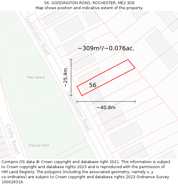 56, GODDINGTON ROAD, ROCHESTER, ME2 3DE: Plot and title map
