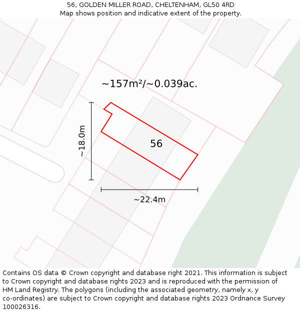 56, GOLDEN MILLER ROAD, CHELTENHAM, GL50 4RD: Plot and title map