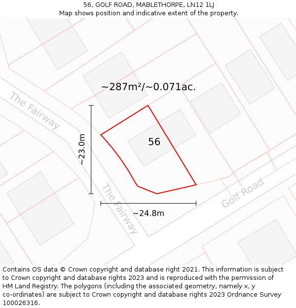 56, GOLF ROAD, MABLETHORPE, LN12 1LJ: Plot and title map