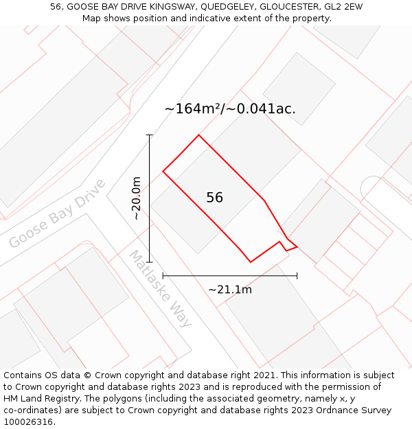 56, GOOSE BAY DRIVE KINGSWAY, QUEDGELEY, GLOUCESTER, GL2 2EW: Plot and title map