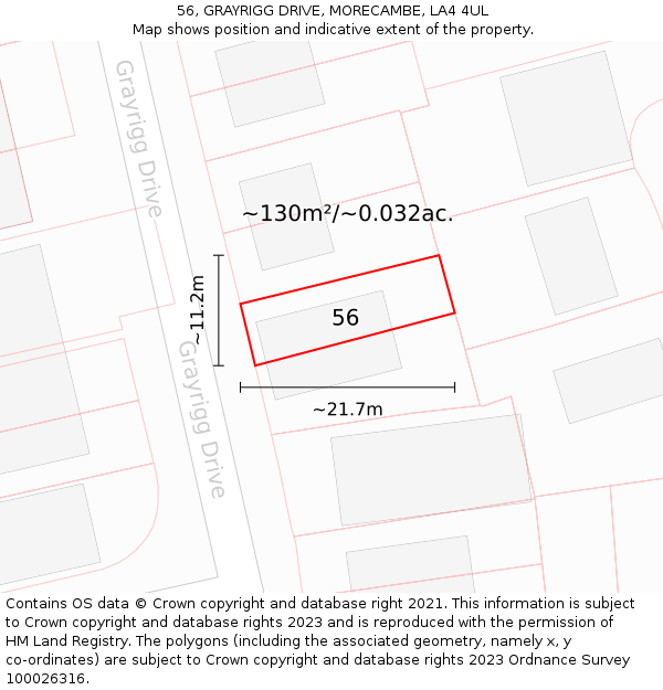 56, GRAYRIGG DRIVE, MORECAMBE, LA4 4UL: Plot and title map