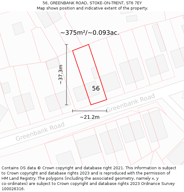 56, GREENBANK ROAD, STOKE-ON-TRENT, ST6 7EY: Plot and title map