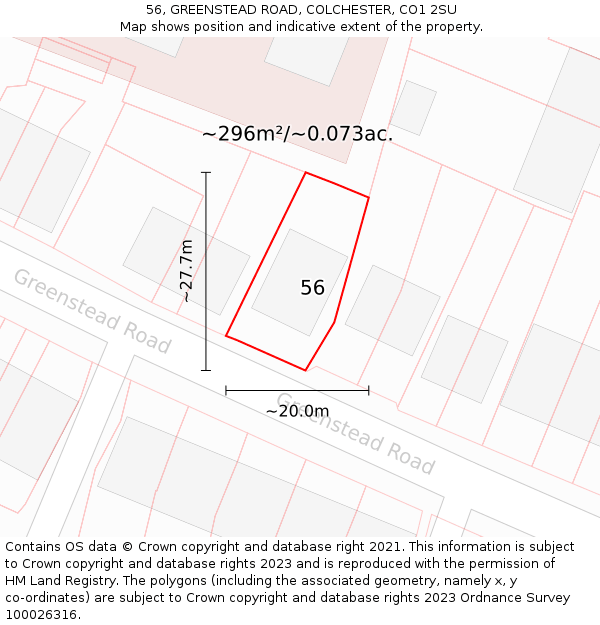 56, GREENSTEAD ROAD, COLCHESTER, CO1 2SU: Plot and title map