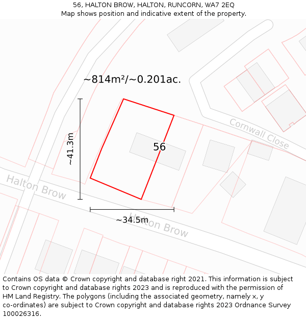 56, HALTON BROW, HALTON, RUNCORN, WA7 2EQ: Plot and title map