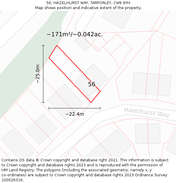 56, HAZELHURST WAY, TARPORLEY, CW6 9YH: Plot and title map