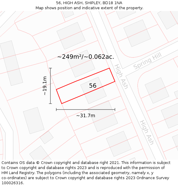 56, HIGH ASH, SHIPLEY, BD18 1NA: Plot and title map