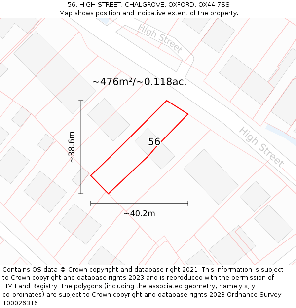 56, HIGH STREET, CHALGROVE, OXFORD, OX44 7SS: Plot and title map