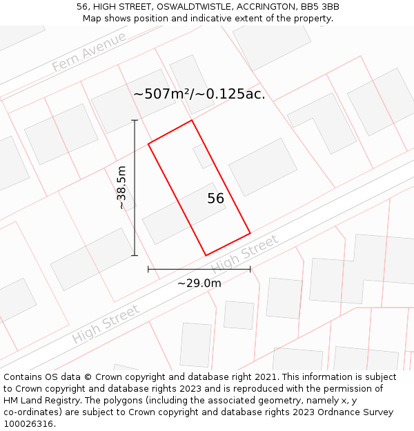 56, HIGH STREET, OSWALDTWISTLE, ACCRINGTON, BB5 3BB: Plot and title map