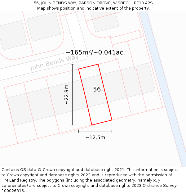 56, JOHN BENDS WAY, PARSON DROVE, WISBECH, PE13 4PS: Plot and title map