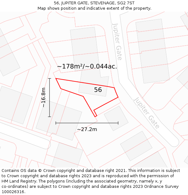 56, JUPITER GATE, STEVENAGE, SG2 7ST: Plot and title map