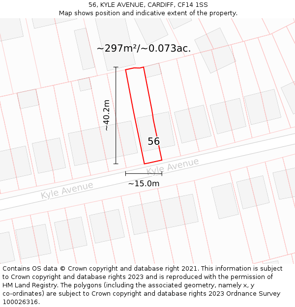 56, KYLE AVENUE, CARDIFF, CF14 1SS: Plot and title map