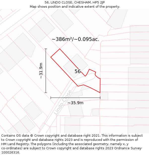 56, LINDO CLOSE, CHESHAM, HP5 2JP: Plot and title map