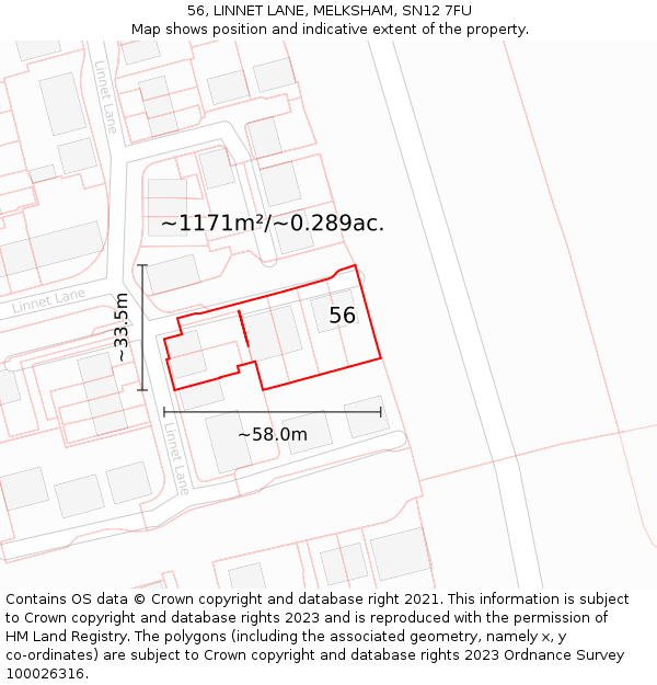 56, LINNET LANE, MELKSHAM, SN12 7FU: Plot and title map
