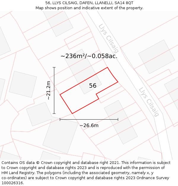 56, LLYS CILSAIG, DAFEN, LLANELLI, SA14 8QT: Plot and title map