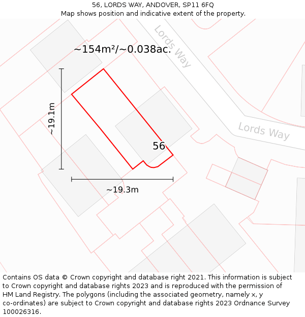 56, LORDS WAY, ANDOVER, SP11 6FQ: Plot and title map