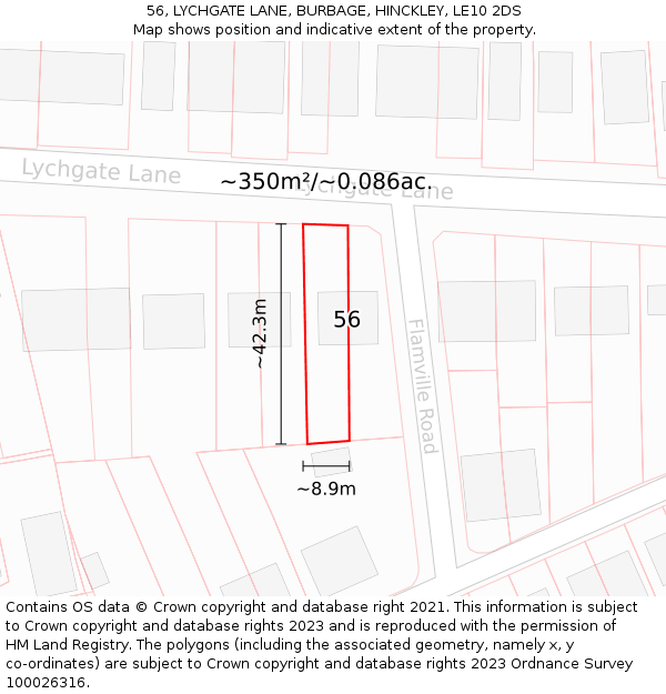 56, LYCHGATE LANE, BURBAGE, HINCKLEY, LE10 2DS: Plot and title map