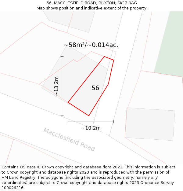 56, MACCLESFIELD ROAD, BUXTON, SK17 9AG: Plot and title map