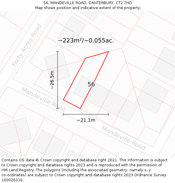 56, MANDEVILLE ROAD, CANTERBURY, CT2 7HD: Plot and title map