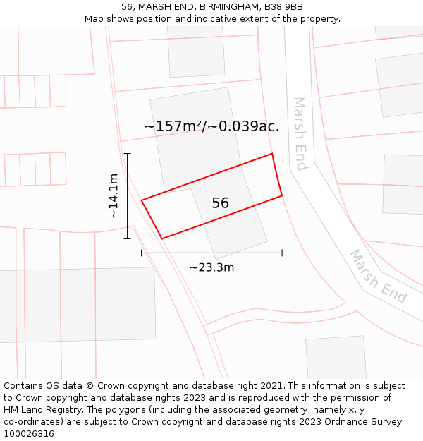 56, MARSH END, BIRMINGHAM, B38 9BB: Plot and title map