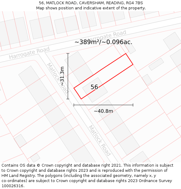 56, MATLOCK ROAD, CAVERSHAM, READING, RG4 7BS: Plot and title map