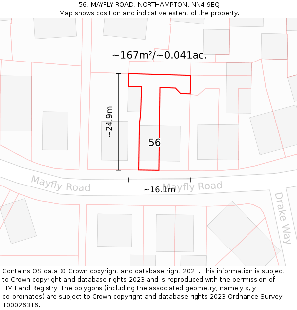 56, MAYFLY ROAD, NORTHAMPTON, NN4 9EQ: Plot and title map