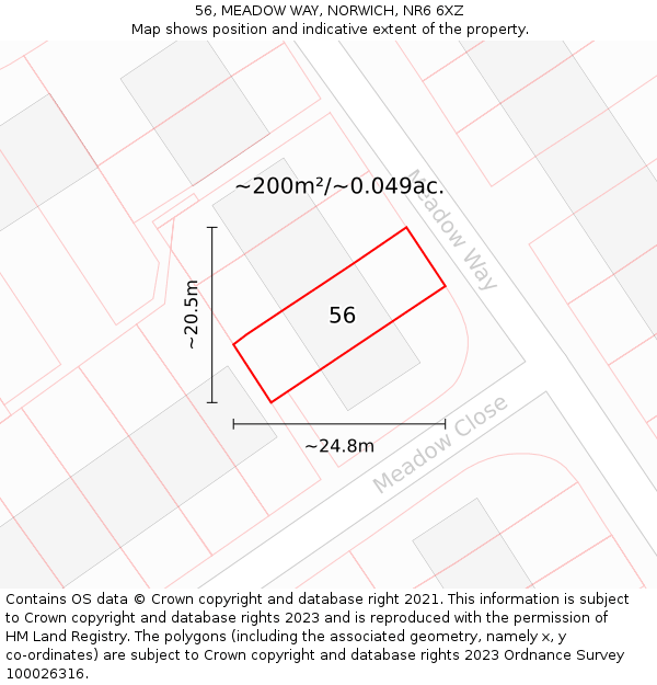 56, MEADOW WAY, NORWICH, NR6 6XZ: Plot and title map