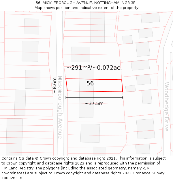 56, MICKLEBOROUGH AVENUE, NOTTINGHAM, NG3 3EL: Plot and title map