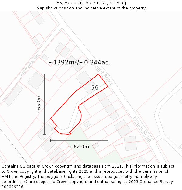 56, MOUNT ROAD, STONE, ST15 8LJ: Plot and title map