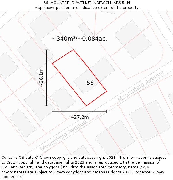 56, MOUNTFIELD AVENUE, NORWICH, NR6 5HN: Plot and title map