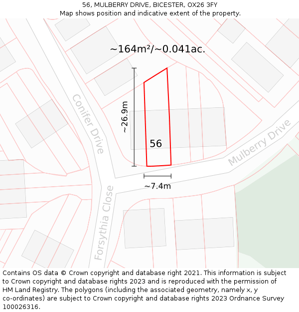 56, MULBERRY DRIVE, BICESTER, OX26 3FY: Plot and title map
