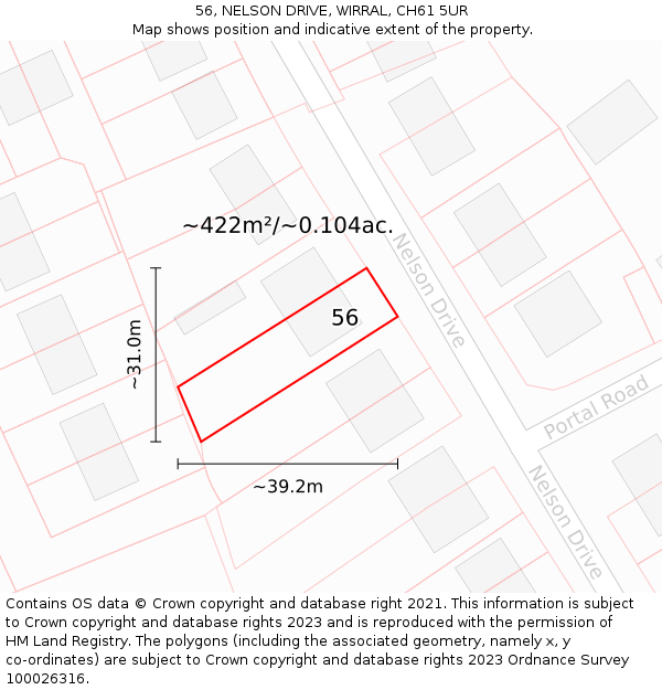 56, NELSON DRIVE, WIRRAL, CH61 5UR: Plot and title map