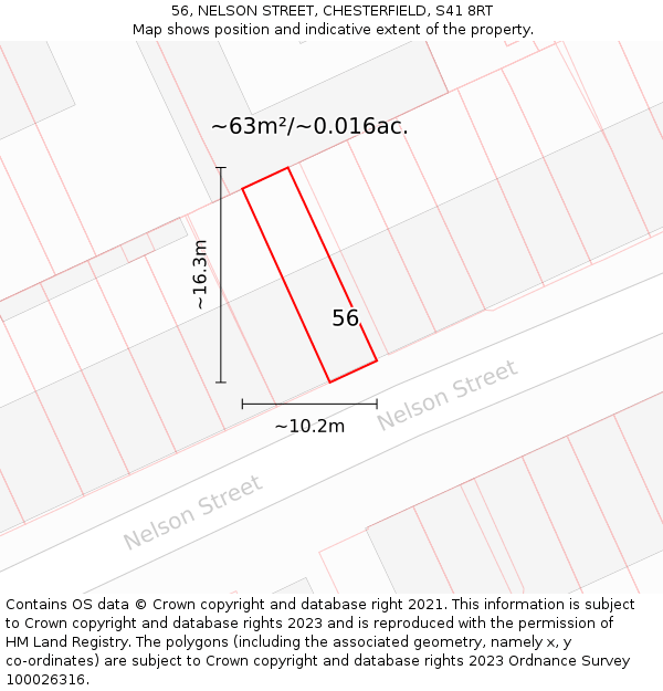 56, NELSON STREET, CHESTERFIELD, S41 8RT: Plot and title map